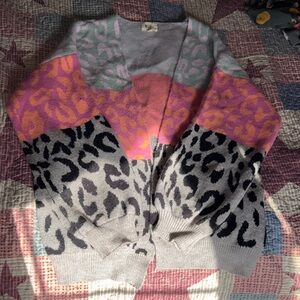 BiBi Multicolor Leopard Print Cardigan